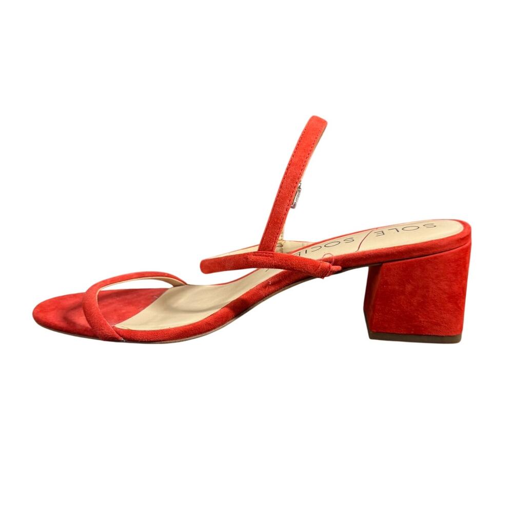 Sole Society Strappy Heel Shoe 9M Burnt Orange Faux Suede Wedding Guest Formal